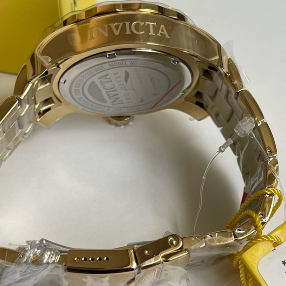 INVICTA Pro Diver Gold 0072 Mens Watch Chronograph Stainless Steel Band NIB - Picture 9 of 11